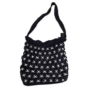 Vtg 90's Black Can Tab Crochet Recycled Pop‎ Tab Unique Handmade Shoulder Bag